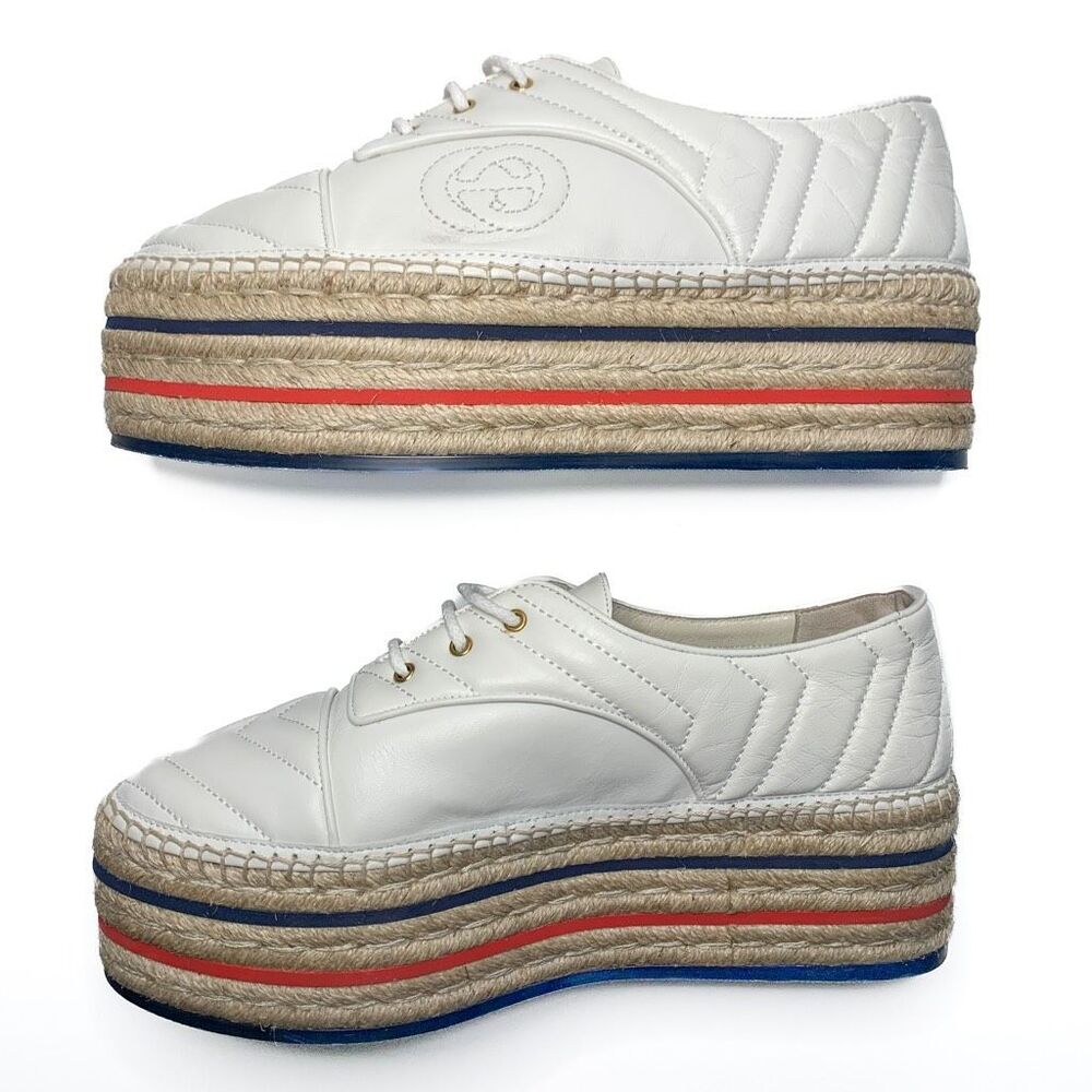 Gucci White Espadrilles with Multicolor Stripes - Picture 8 of 12